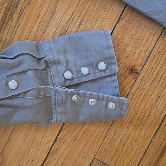 Vintage 90s snap button gray wrangler longsleeve shirt - Picture 4 of 9